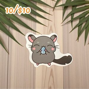 Cute Chinchilla Sticker – Kawaii Animal Vinyl Decal Small Cozy Planner Sticker
